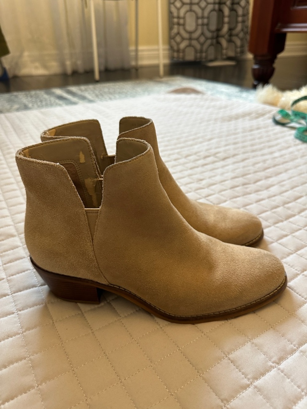 Cole Haan Tan Suede Cutout Ankle Booties